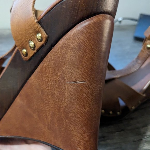 Carvela Kurt Geiger "Katey" Leather Platform Wedge Sandal Size 40 - Picture 3 of 5